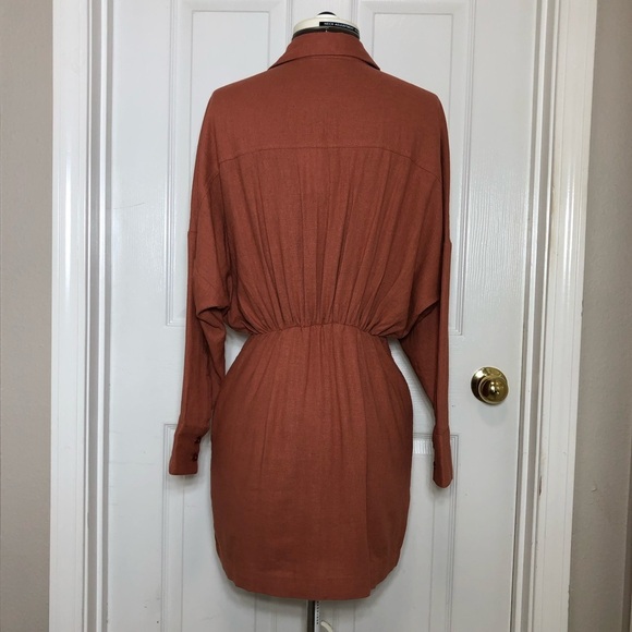 Abercrombie & Fitch Linen Button Down Lined Long Sleeve Rusty Shirt Dress XSP - Picture 6 of 16